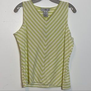 NWT Chartreuse and‎ White Striped Sleeveless Blouse